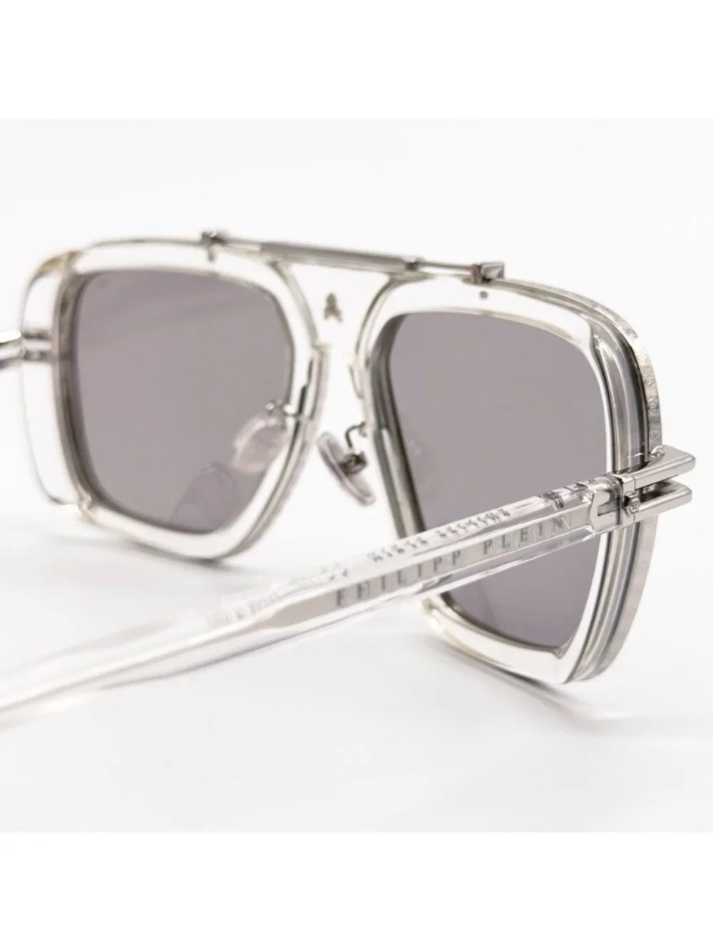 NEW PHILIPP PLEIN SUNGLASSES SPP109V 79F CRYSTAL/SILVER MEN EYEWEAR